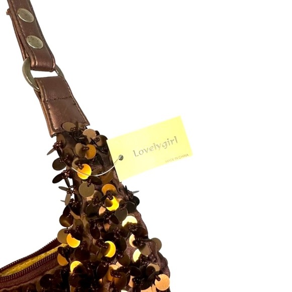 Gorgeous Metallic Brown | Copper colour sequins disco hobo bag - Picture 4 of 7